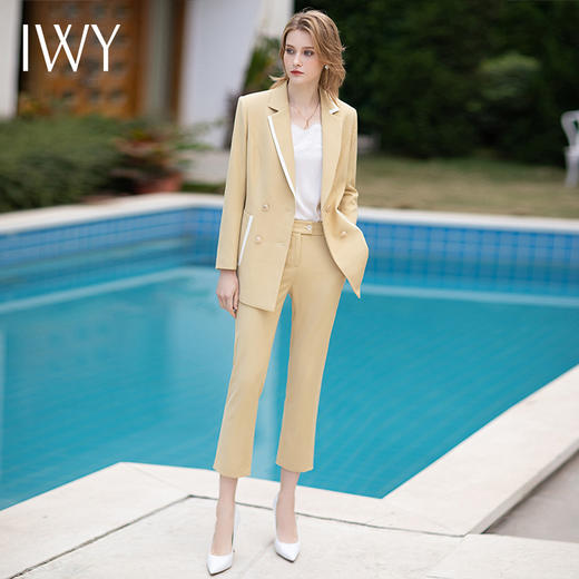 IWY/时尚拼接职业西装套装女2022春季新款高级感西服外套美容院工作服CP12103 商品图2