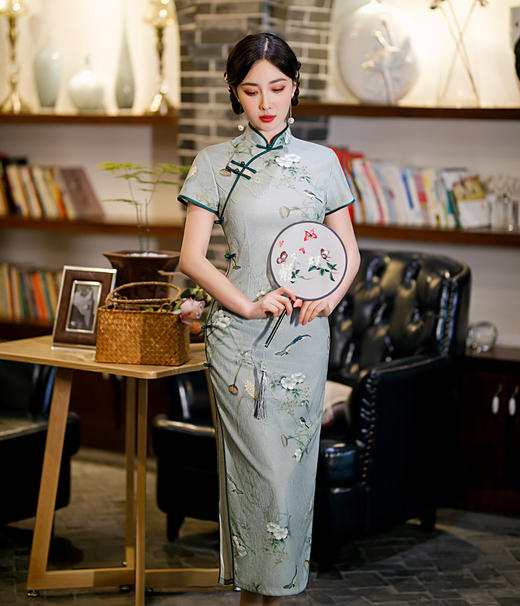ZAYS- 5109春改良立领连衣裙旗袍日常复古老上海年轻气质短袖旗袍 商品图3