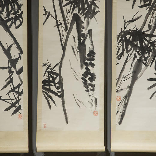 清 蒲华《竹石图》四条屏墨本立轴 商品图2