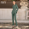 IWY/绿色双排扣显瘦西装套装女2022新款上班面试工作服商务工作服正装CP1522- 商品缩略图0