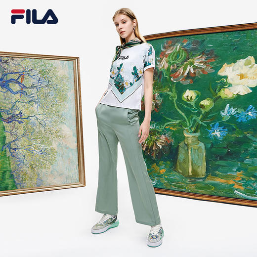 FILA x 梵高博物馆 斐乐联名女士短袖T恤2022年夏季插画新款上衣F11W228101F 商品图3