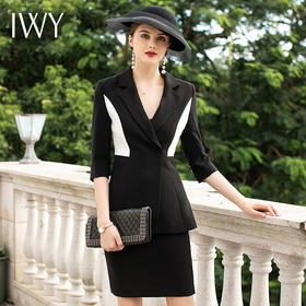 IWY/高端酒店职业套装女售楼部工作服正装西服半裙气质修身短袖C1193+S433+D0023