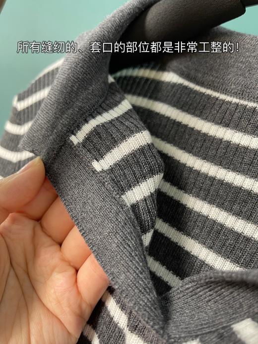 衣柜必不可少的经典条纹针织衫！yi线品牌代工厂定制 2022新款女春季薄款早春短款修shen显瘦外穿 内搭设计感V领polo领撞色 ins套头条纹衫 小清新 复古风 日韩风 通勤风 四季款单品！ 商品图8