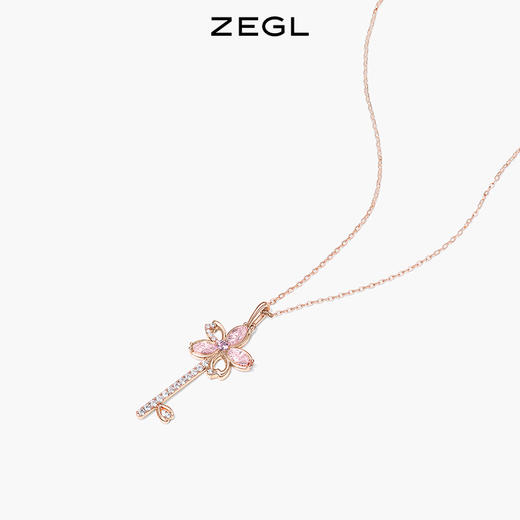 ZEGL设计师春日樱花系列925纯银花朵钥匙项链女玫瑰金锁骨链配饰 商品图1