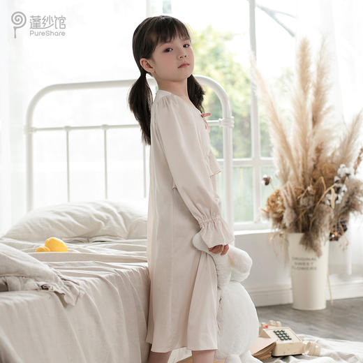 非质量问题不退换哦~pureshare女童睡衣夏季新款长袖薄款家居家服空调冰丝儿童公主-蝴蝶睡裙 商品图3