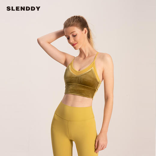 slenddy Swan 丝绒运动内衣女瑜伽健身文胸细肩带文胸S8008 商品图3