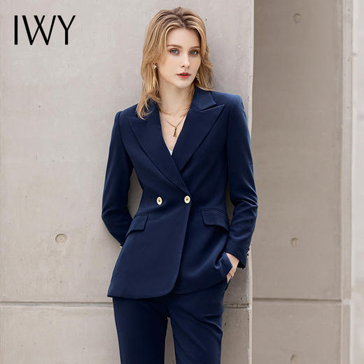 IWY/藏青色高端职业装时尚气质西装职场商务套装售楼部工作服面试正装 CP12123 商品图0