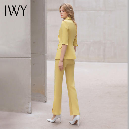 IWY/气质黄色七分袖西装套装女2022春夏新款阔腿裤职业装美容院工作服C10226+P30226 商品图3