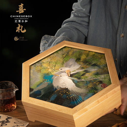 艶 湘绣 实木刺绣 八宝盒 收纳盒 客厅零食盘 商品图1