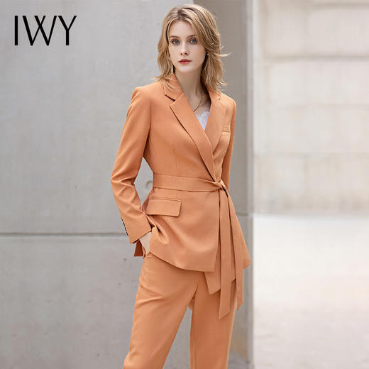IWY/橘色西装套装女时尚绑带显瘦职业装2022春季新款美容院上班正装OL CP11375 商品图0