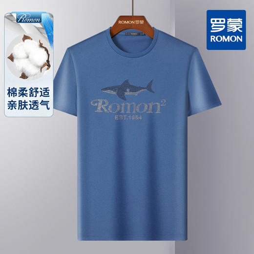 【纯棉透气】罗蒙男士t恤夏季新款时尚印花简约通勤休闲百搭短袖t恤 商品图8