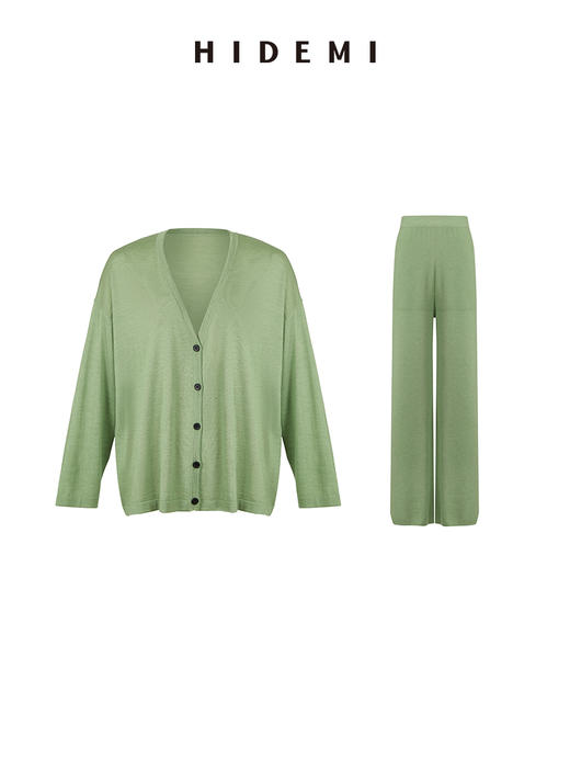 HIDEMI 真丝羊毛超细针织呼吸透感亲肤柔软套装 开衫/空气阔腿裤 商品图12