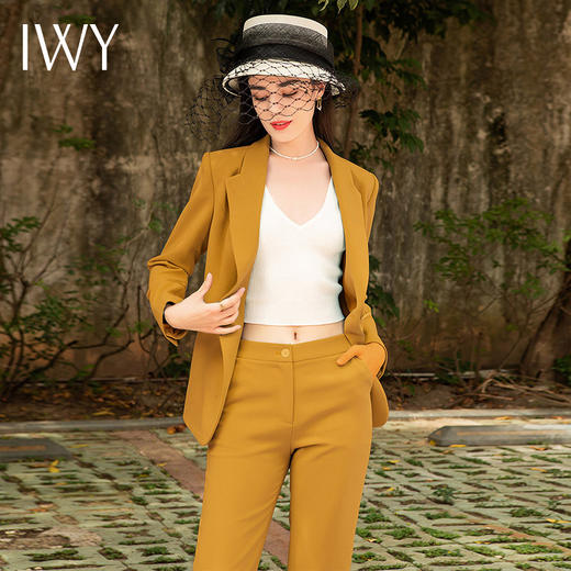 IWY/IWY气质黄色职业装女时尚修身显瘦总裁套装经理面试美容院工作服 CP1310 商品图2
