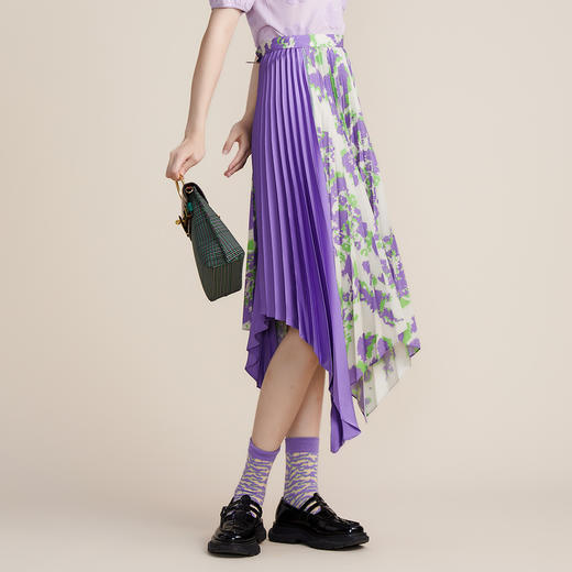谜底2022春新款不规划下摆伞裙紫罗兰半身裙时尚艺术221MB0153 商品图3
