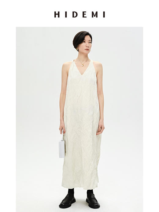 HIDEMI 褶皱工艺极简露背设计感连衣裙 商品图1