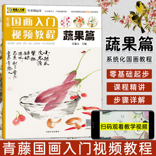 正版 青藤国画入门视频教程 蔬果篇幼儿童初学画零基础画集实用临摹教材写意美术课件起步教程书籍绘画技法河南美术出版社艺术书籍 商品图0