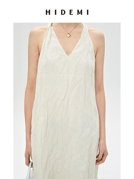 HIDEMI 褶皱工艺极简露背设计感连衣裙 商品图2
