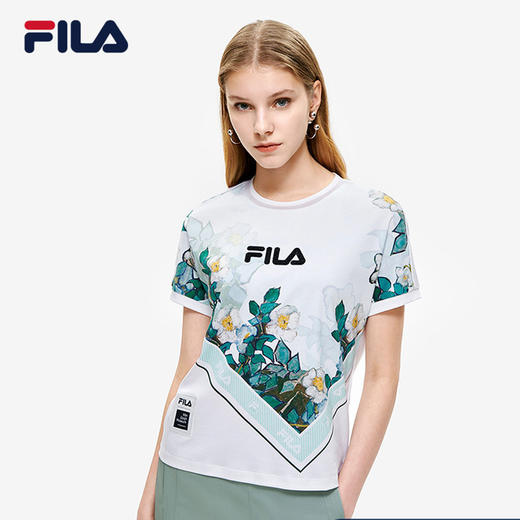 FILA x 梵高博物馆 斐乐联名女士短袖T恤2022年夏季插画新款上衣F11W228101F 商品图1