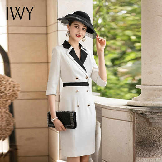 IWY/高端西装连衣裙女士职业气质七分袖工作服时尚播音艺考主持人正装Q643 商品图0