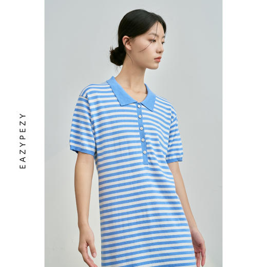 EAZYPEZY 棉羊绒polo条纹连衣裙 商品图2