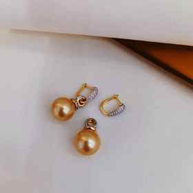 1F金鸿珍珠 金珍珠耳饰