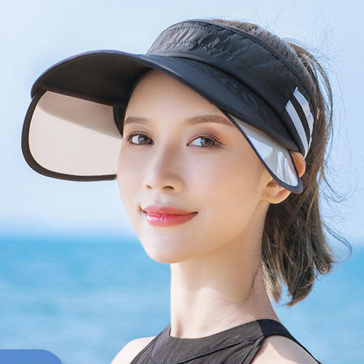 【可伸缩 时尚个性 全方位防晒新体验】防晒空顶帽子女夏天海边出游可伸缩拉板户外帽时尚百搭遮阳大 沿帽 商品图1