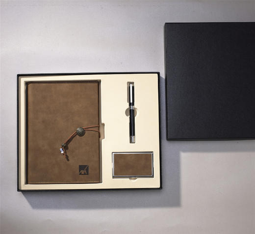 商务礼品套装中国风挂绳活页pu记事本名片盒a5笔记本三件套定 制 商品图2