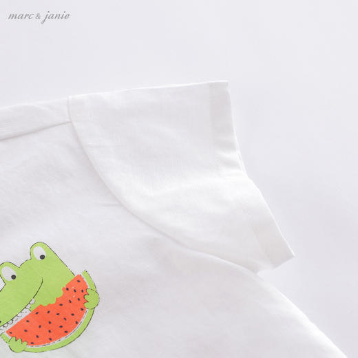 马克珍妮夏装新款 男童鳄鱼短袖衬衫 儿童棉麻衬衣220605 商品图3