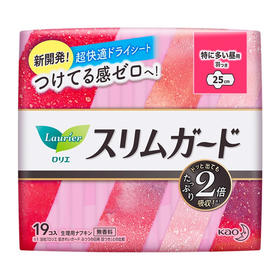 花王乐而雅零触感超丝薄特长日用25cm卫生巾19片*3
