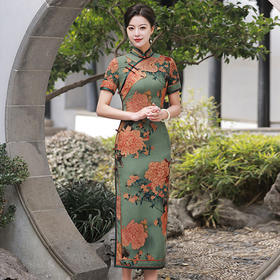 2022年新款气质日常短袖连衣裙夏季装长款旗袍 JLM2299