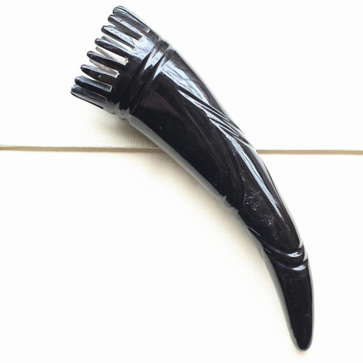 精品牛角圆筒梳洗头按摩点穴梳子头皮家用大齿宽齿天然纯头疗经络梳 商品图2