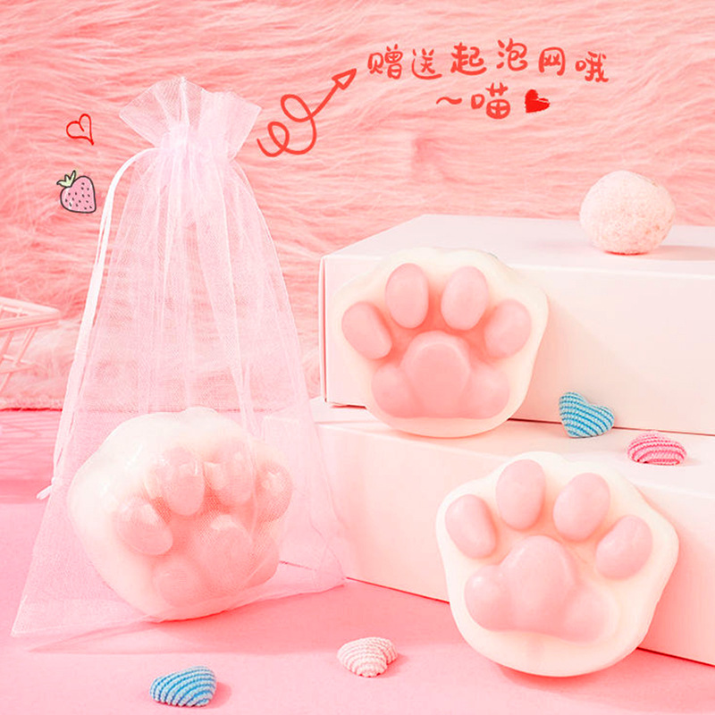 买二送一猫爪清爽皂控油清洁洗脸皂 香皂洗澡精油女学生伴手礼手工猫爪皂