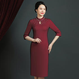 JC-JY5283婚宴礼服旗袍改良版连衣裙春夏季洋气高贵显瘦喜婆婆装女