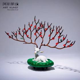 【6F】阿斯蒙迪+陈灵平限量签名青铜鹿摆件