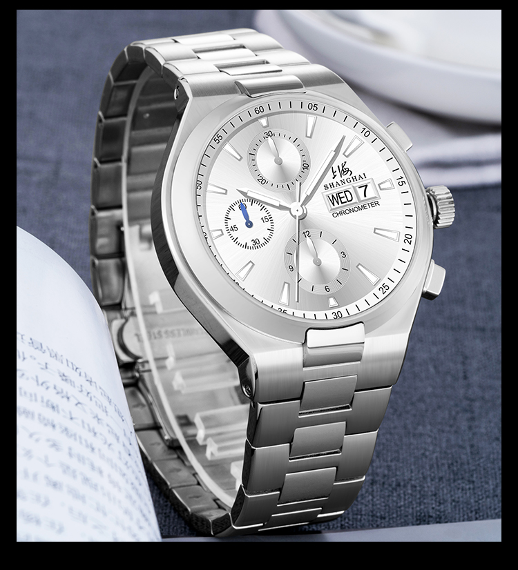 上海表/shanghai计时多功能跑马表全自动机械表国产正品腕表男新款