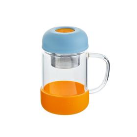 migo高颜值玻璃杯带盖带把手杯子大容量耐热防爆高级感透明水杯420mL雪湖映蓝