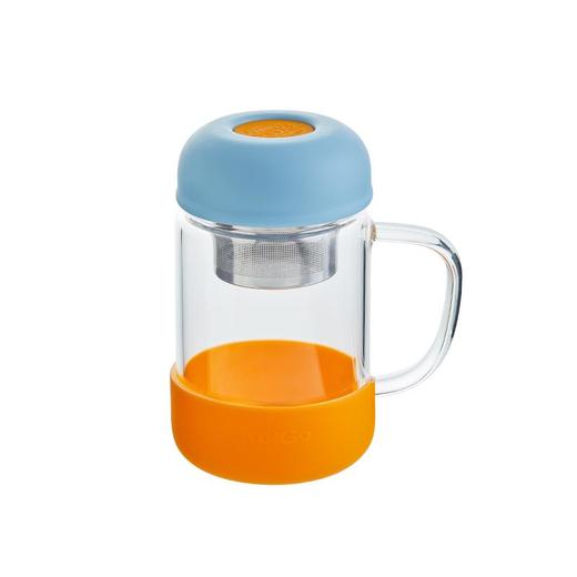 migo高颜值玻璃杯带盖带把手杯子大容量耐热防爆高级感透明水杯420mL雪湖映蓝 商品图0