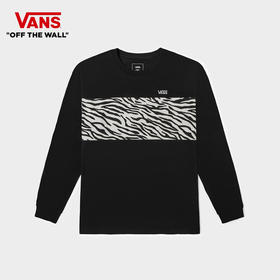 VANS黑色斑马纹印花男女情侣长袖T恤VN0A7TOFBLK
