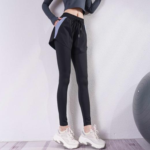 beemen健身裤女假两件紧身瑜伽裤大码胖mm秋装显瘦休闲运动裤女新款潮流 商品图3