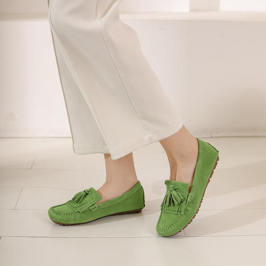 西村名物2022年春季新款舒适流苏软底豆豆鞋小众平底乐福鞋女单鞋T22AM19311 商品图0