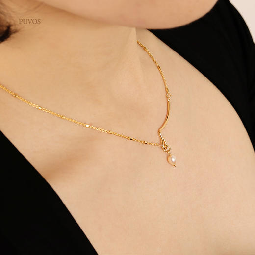 预售|PUVOS普沃斯新款 线条天然真zhen珠杂志风时尚复古百搭锁骨链 .潮快闪[福利品] 商品图2