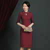 JC-JY5283婚宴礼服旗袍改良版连衣裙春夏季洋气高贵显瘦喜婆婆装女 商品缩略图3