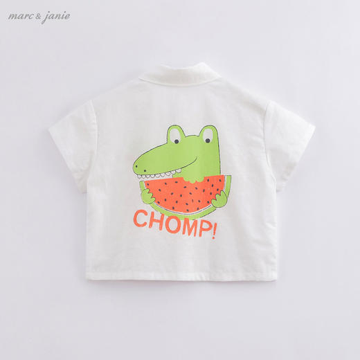 马克珍妮夏装新款 男童鳄鱼短袖衬衫 儿童棉麻衬衣220605 商品图1