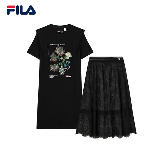 FILA x 梵高博物馆【高圆圆同款】斐乐优雅两件套蕾丝连衣裙F11W228302F 商品图4