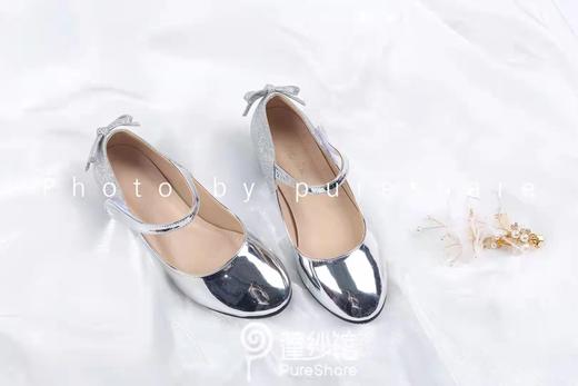 PureShare 亮面银色小高跟皮鞋 商品图2
