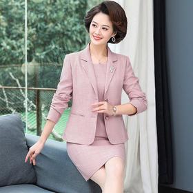 YCE A966-8915端庄气质纯色大码西装外套两件套裙