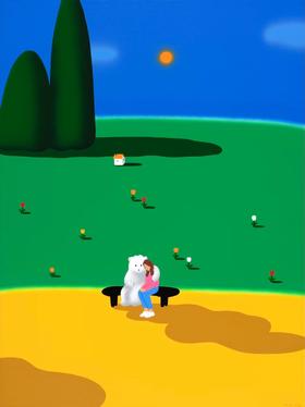 禹露《在心情低落的时候给你一个拥抱》版画