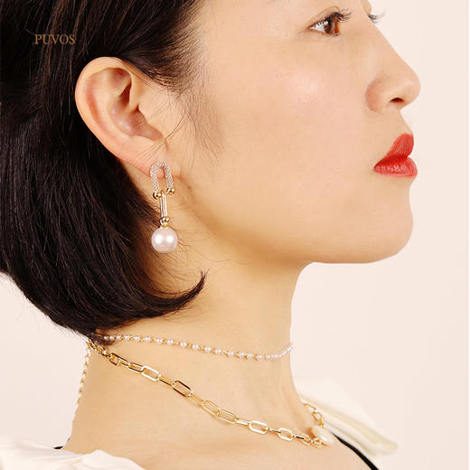 预售|PUVOS普沃斯新款 黄铜镀金轻奢5A锆石镶嵌zhen珠法式复古925银针耳钉 .潮快闪[福利品] 商品图6
