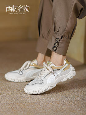 西村名物2022春季新款百搭软底轻便阿甘小白休闲跑步鞋女T22AM18811