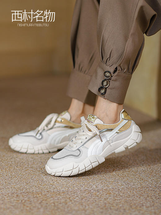 西村名物2022春季新款百搭软底轻便阿甘小白休闲跑步鞋女T22AM18811 商品图0